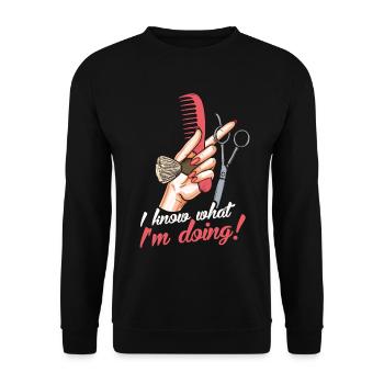 Ciseaux de coiffeur cadeau de peigne brosse de coiffure - Sweat-shirt Unisexe - noir - Devant - Alina (178cm) & Michal (187cm)