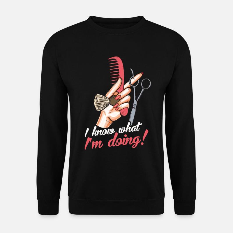 Friseur Frisöse Schere Pinsel Kamm Geschenk - Unisex Pullover - Schwarz