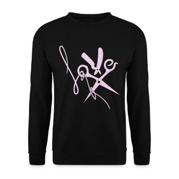 Hairdresser hair LOVE scissors gift - Unisex Sweatshirt - black - Front - Alina (178cm) & Michal (187cm)