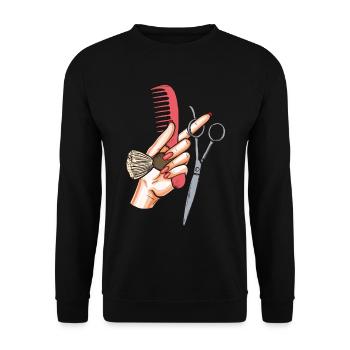Ciseaux de coiffeur cadeau de peigne brosse de coiffure - Sweat-shirt Unisexe - noir - Devant - Alina (178cm) & Michal (187cm)