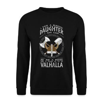 Cadeau de Walhalla de papa de papa de Viking - Sweat-shirt Unisexe - noir - Devant - Alina (178cm) & Michal (187cm)