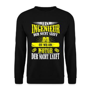 Ingenieur Spruch Bier saufen Party Büro Geschenk - Unisex Pullover - Schwarz - Vorne - Alina (178cm) & Michal (187cm)