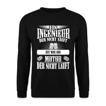 Ingenieur Spruch Bier saufen Party Büro Geschenk - Unisex Pullover - Schwarz - Vorne - Alina (178cm) & Michal (187cm)
