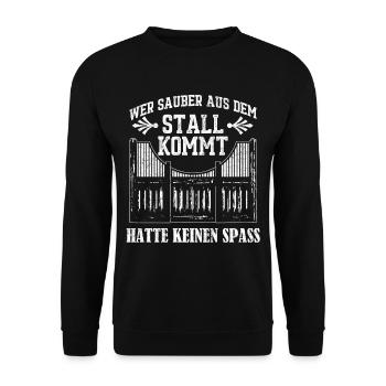 Pferd Stall Spass lustiger Spruch Geschenk - Unisex Pullover - Schwarz - Vorne - Alina (178cm) & Michal (187cm)