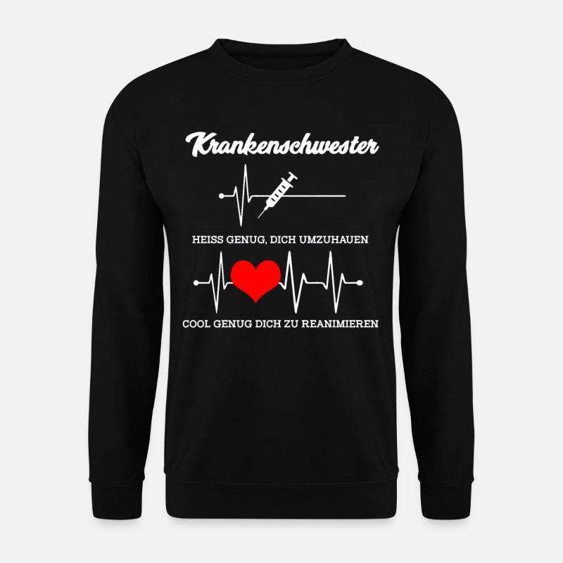 Krankenschwester EKG Herzschlag lustiger Geschenk - Unisex Pullover - Schwarz