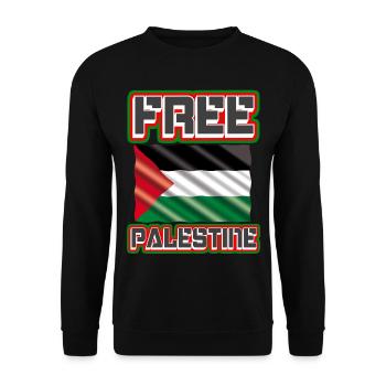 Free Palestine - Palästina Flagge, Palestina, Gaza - Unisex Pullover - Schwarz - Vorne - Alina (178cm) & Michal (187cm)