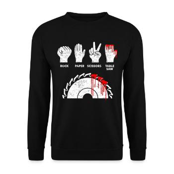 Stone paper scissors circular saw funny gift - Unisex Sweatshirt - black - Front - Alina (178cm) & Michal (187cm)