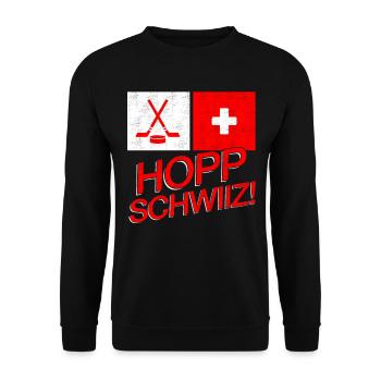 Eishockey Schweiz Hopp Schwiiz Swiss Geschenk - Unisex Pullover - Schwarz - Vorne - Alina (178cm) & Michal (187cm)