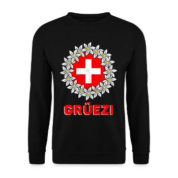 Schweiz Schweizer Grüezi Switzerland Geschenk - Unisex Pullover - Schwarz - Vorne - Alina (178cm) & Michal (187cm)