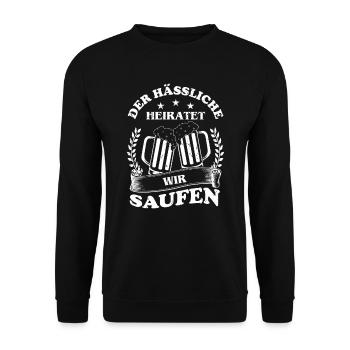 Hochzeit Heirat Saufen Bier Junggesellen Geschenk - Unisex Pullover - Schwarz - Vorne - Alina (178cm) & Michal (187cm)