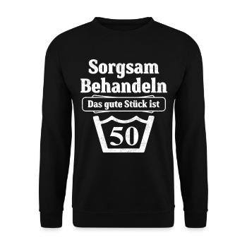 50. Geburtstag 50 Jahre Jubiläum Spruch Geschenk - Unisex Pullover - Schwarz - Vorne - Alina (178cm) & Michal (187cm)