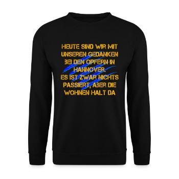 In Gedanken Bei Opfern In Hannover - Braunschweig - Unisex Pullover - Schwarz - Vorne - Alina (178cm) & Michal (187cm)