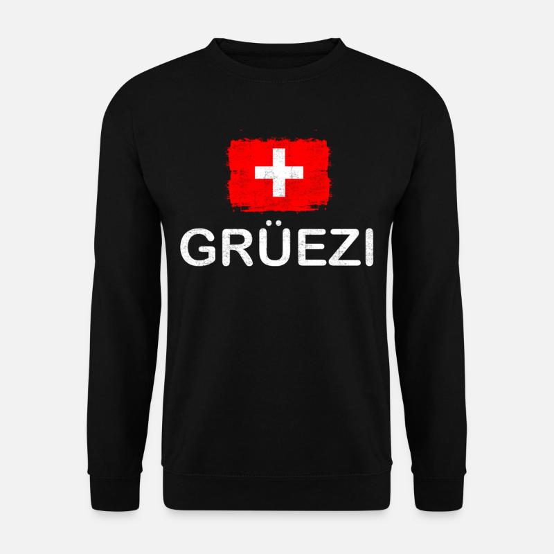 Schweiz Schweizer Schild Helvetia Grüezi Geschenk - Unisex Pullover - Schwarz