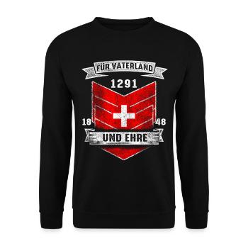1291 Schweiz Flagge Vaterland Ehre Stolz Geschenk - Unisex Pullover - Schwarz - Vorne - Alina (178cm) & Michal (187cm)