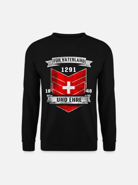 1291 Schweiz Flagge Vaterland Ehre Stolz Geschenk - Unisex Pullover - Schwarz