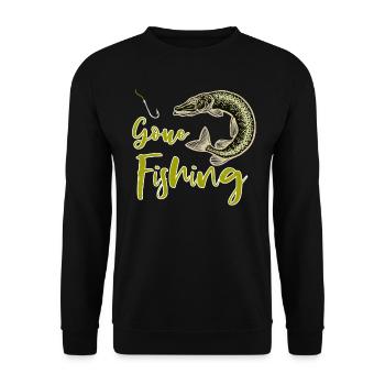 La pêche est partie - hameçon, brochet - Sweat-shirt Unisexe - noir - Devant - Alina (178cm) & Michal (187cm)