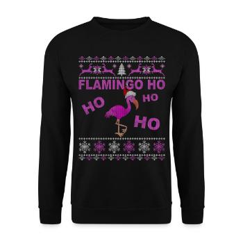 Flamingo Ho Ho Ho - Ugly Christmas Gift - Unisex Sweatshirt - black - Front - Alina (178cm) & Michal (187cm)