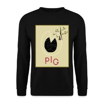 Schweinepfote, Schweinefuß, Schwein - Geschenk - Unisex Pullover - Schwarz - Vorne - Alina (178cm) & Michal (187cm)