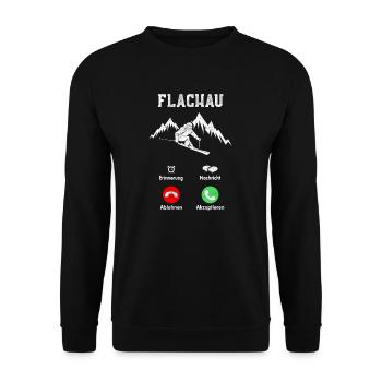Flachau Skifahrer Après Ski Geschenk T-Shirt - Unisex Pullover - Schwarz - Vorne - Alina (178cm) & Michal (187cm)
