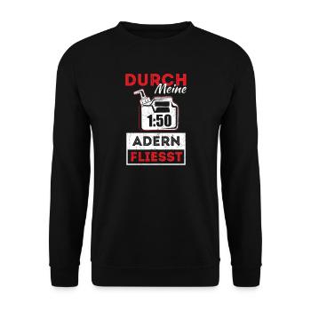 Lustiges Moped Mofa Zweitakter Geschenke T-Shirt - Unisex Pullover - Schwarz - Vorne - Alina (178cm) & Michal (187cm)