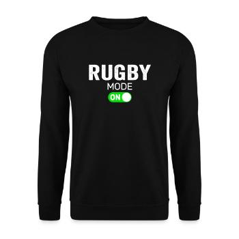 Rugby-Mode auf Rugby-T-Shirt - Unisex Pullover - Schwarz - Vorne - Alina (178cm) & Michal (187cm)
