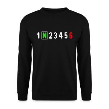 Motorcycle gear shift racing biker biker t-shirt - Unisex Sweatshirt - black - Front - Alina (178cm) & Michal (187cm)