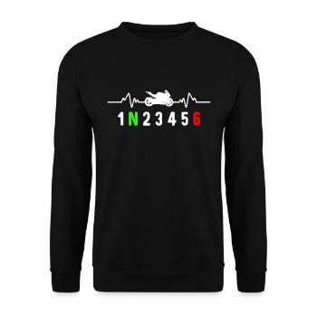 Motorcycle gear shift biker motard heartbeat - Unisex Sweatshirt - black - Front - Alina (178cm) & Michal (187cm)