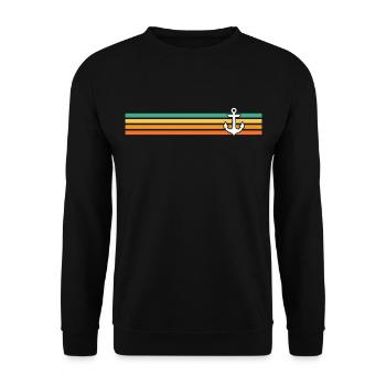 Segeln Sie Ankerpuls Retro Design Segel Yacht - Unisex Pullover - Schwarz - Vorne - Alina (178cm) & Michal (187cm)