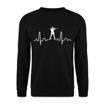 Biathlon Herzschlag Biathlete heartbeat - Unisex Pullover - Schwarz - Vorne - Alina (178cm) & Michal (187cm)