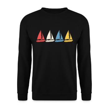 retro sailing captain sail t-shirt sailboat - Unisex Sweatshirt - black - Front - Alina (178cm) & Michal (187cm)