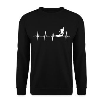 surfing heartbeat surfer gift surfer - Unisex Sweatshirt - black - Front - Alina (178cm) & Michal (187cm)