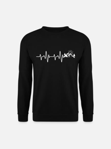 Berg Herzschlag T-Shirt Wanderung - Unisex Pullover - Schwarz