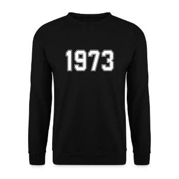 T-Shirt 1973 Geschenk Geboren 1973 - Unisex Pullover - Schwarz - Vorne - Alina (178cm) & Michal (187cm)