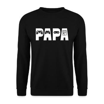 papa gamer t-shirt père gamer geek - Sweat-shirt Unisexe - noir - Devant - Alina (178cm) & Michal (187cm)