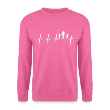 Vater mit zwei Töchtern Herzschlag - Unisex Pullover - Pink - Vorne