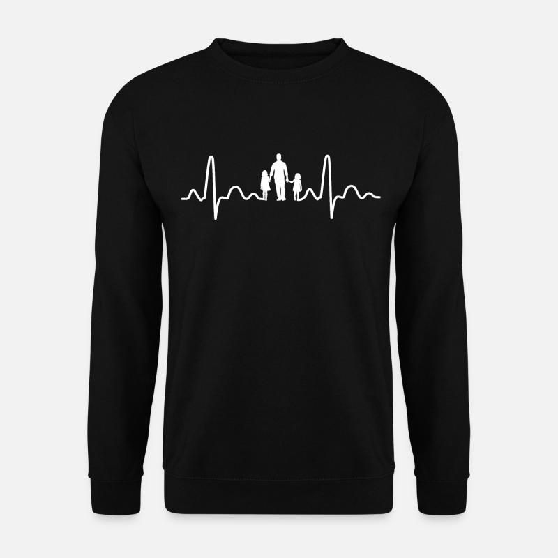 Vater mit zwei Töchtern Herzschlag - Unisex Pullover - Schwarz