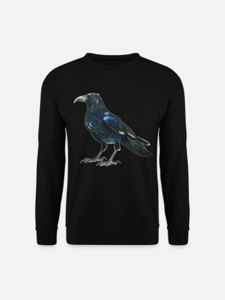 Rabe Krähe mit leicht bläulich grünen Federn - Unisex Pullover - Schwarz