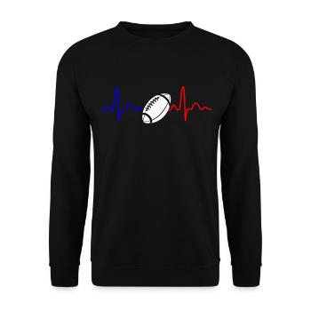 Rugby-Herzschlag-Fan von Rugby Frankreich - Unisex Pullover - Schwarz - Vorne - Alina (178cm) & Michal (187cm)