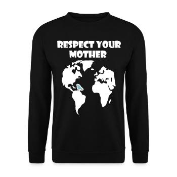 Respektiere deine Mutter Natur | Klimaschutz - Unisex Pullover - Schwarz - Vorne - Alina (178cm) & Michal (187cm)