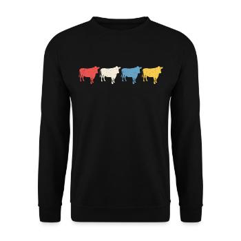 rétro t-shirt vache vaches - Sweat-shirt Unisexe - noir - Devant - Alina (178cm) & Michal (187cm)