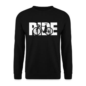 Ride Bike T-shirt Cycling Gift for Cyclist - Unisex Sweatshirt - black - Front - Alina (178cm) & Michal (187cm)
