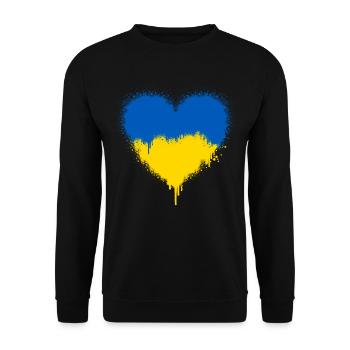 Ukrainian flag heart love - Unisex Sweatshirt - black - Front - Alina (178cm) & Michal (187cm)
