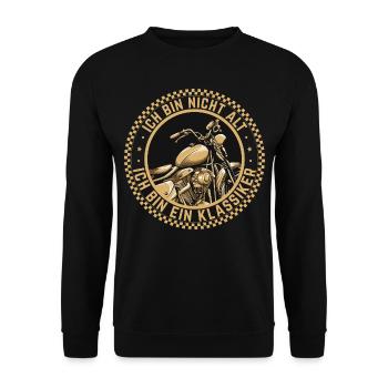 Ich Bin Nicht Alt Ich Bin Ein Klassiker Motorrad - Unisex Pullover - Schwarz - Vorne - Alina (178cm) & Michal (187cm)