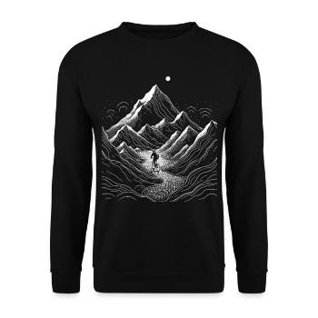 Mountain biker rides through the mountains - Lineart - Unisex Sweatshirt - black - Front - Alina (178cm) & Michal (187cm)