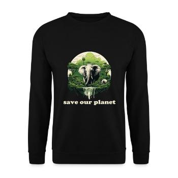 Umweltschutz Elefanten Liebhaber Tierschützer - Unisex Pullover - Schwarz - Vorne - Alina (178cm) & Michal (187cm)