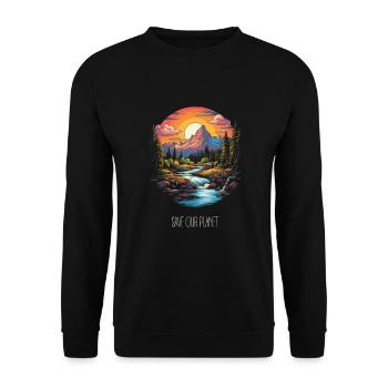 Umweltschutz Klima Aktivist Outfit - Unisex Pullover - Schwarz - Vorne - Alina (178cm) & Michal (187cm)