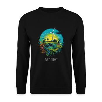 Save our planet - Environmental protection Wind turbines - Unisex Sweatshirt - black - Front - Alina (178cm) & Michal (187cm)