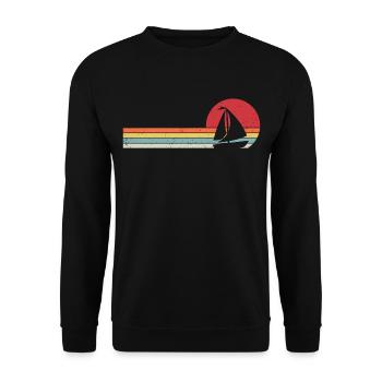 Segelboot Retro T-Shirt Segelboot Boot - Unisex Pullover - Schwarz - Vorne - Alina (178cm) & Michal (187cm)