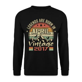 Born In April 2017 Vintage - Gift April 2017 - Unisex Sweatshirt - black - Front - Alina (178cm) & Michal (187cm)