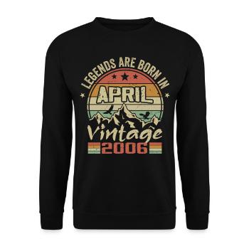 Born in April 2006 Vintage - Gift April 2006 - Unisex Sweatshirt - black - Front - Alina (178cm) & Michal (187cm)